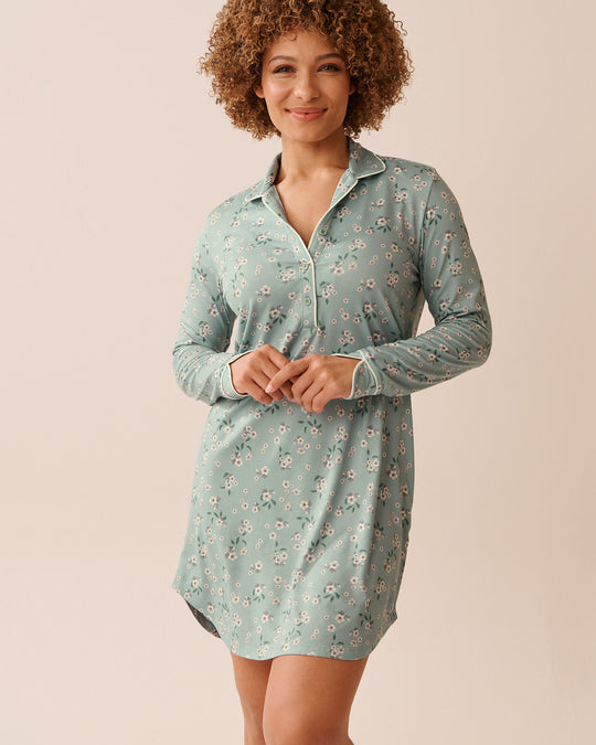 Floral Print Super Soft Long Sleeve Sleepshirt