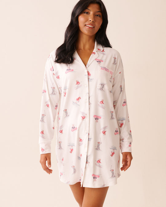 Après-Ski Print Super Soft Button-down Sleepshirt