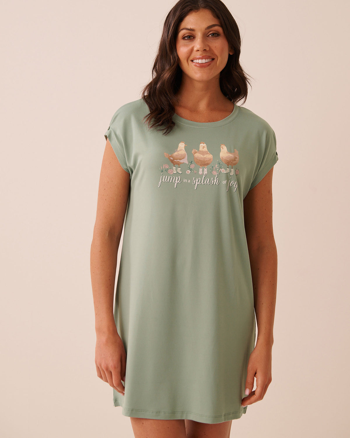 Chicken Print Super Soft Short Sleeve Sleepshirt | La Vie en Rose KSA