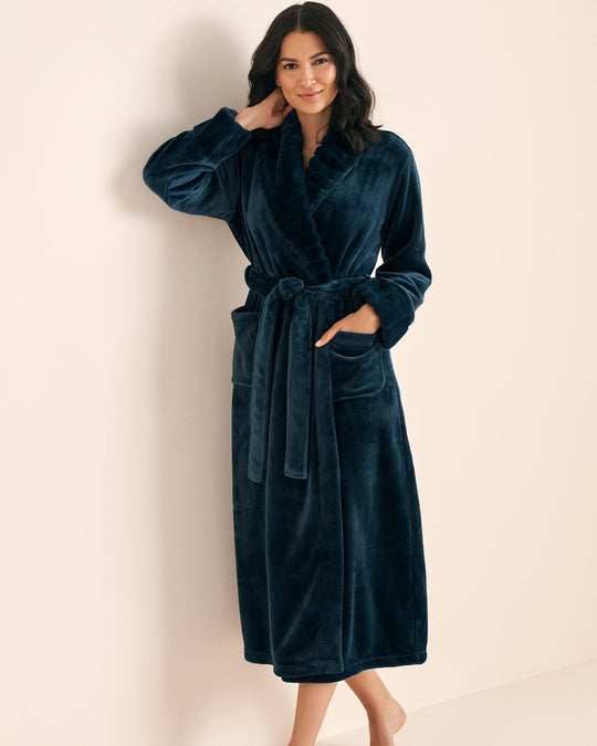 Long Faux Fur and Soft Plush Robe