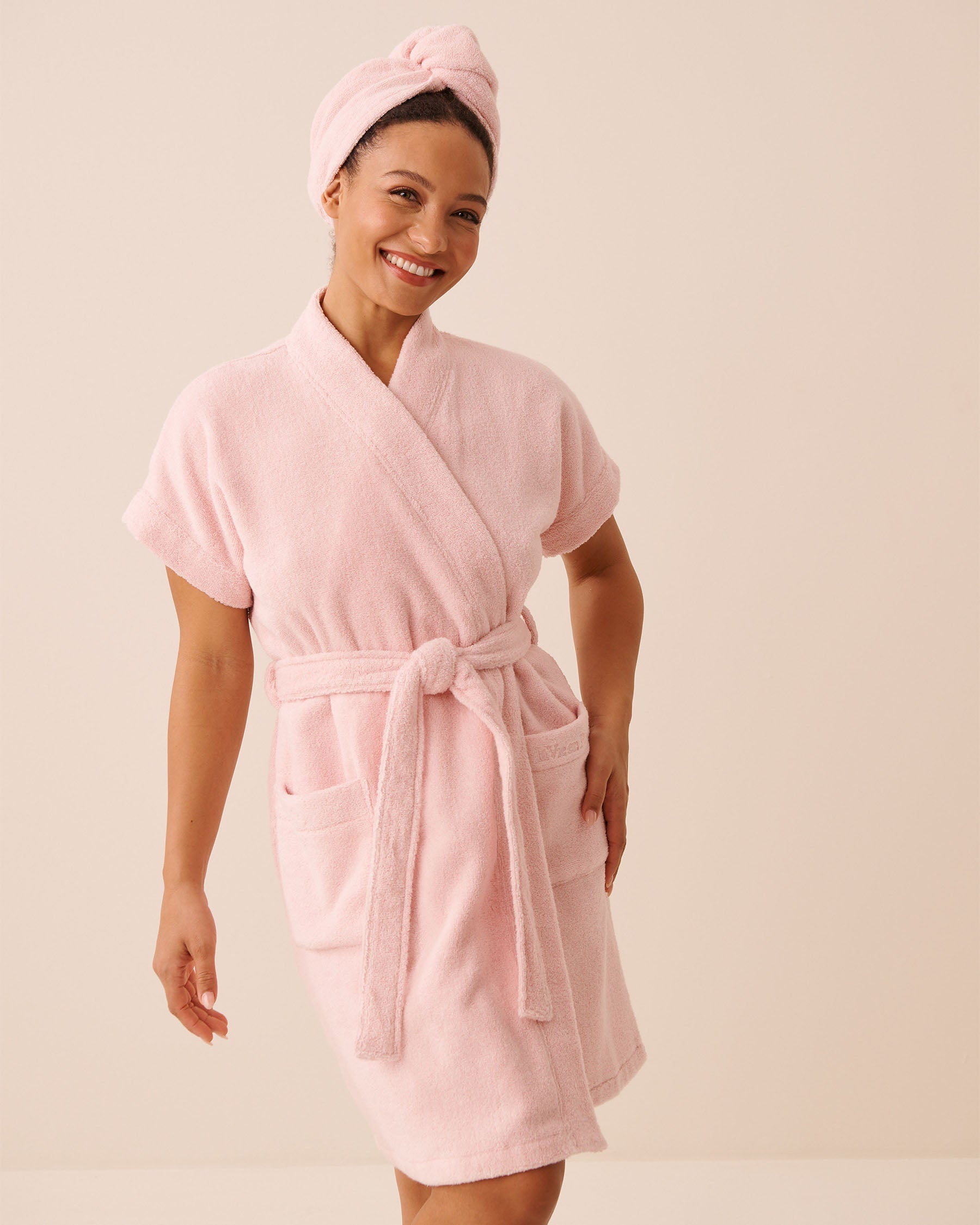 Terry Bath Robe & Hair Towel Set | La Vie en Rose KSA
