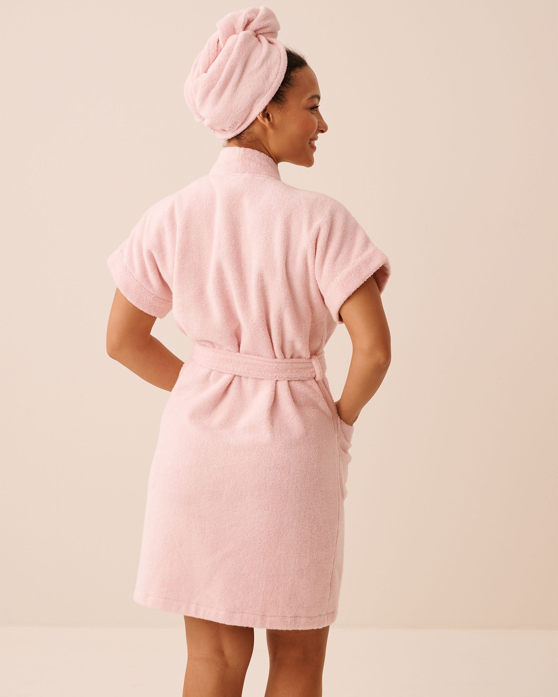 Terry Bath Robe & Hair Towel Set la Vie en Rose