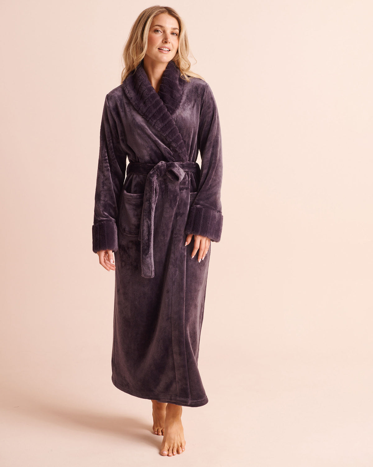 Long Faux Fur and Soft Plush Robe | La Vie en Rose KSA