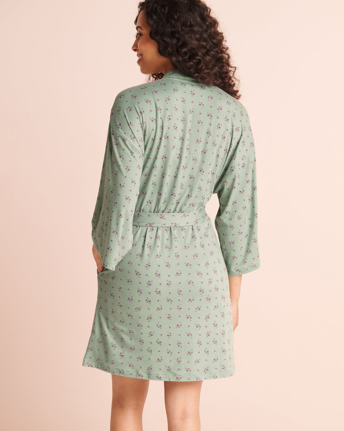 Floral Bouquet Print Lace-Trim Super Soft Kimono AW26
