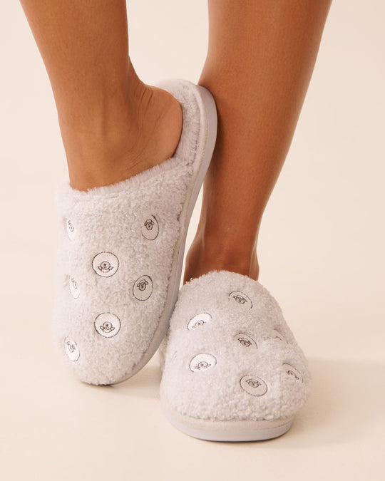 Sheep Embroidered Curly Fur Slippers