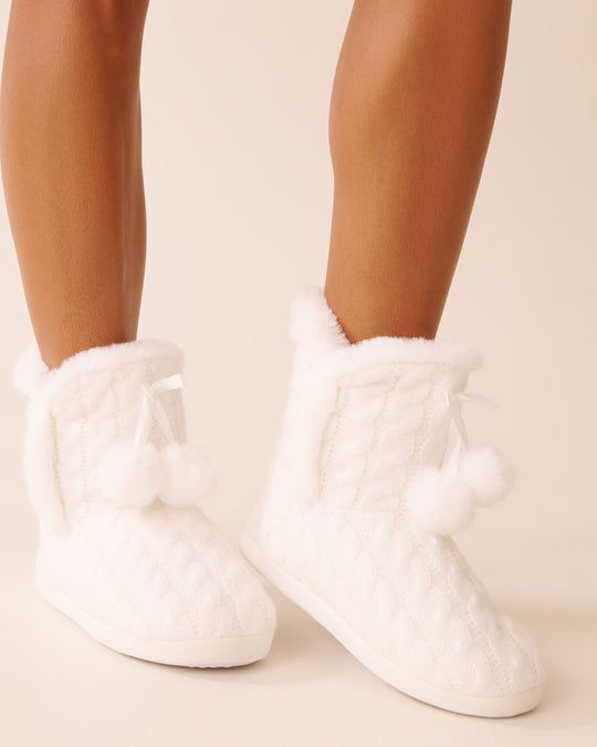 Pompom Knitted Bootie Slippers