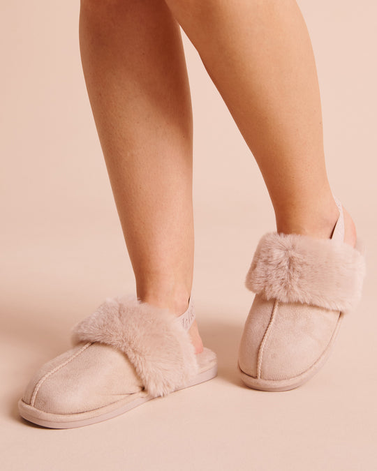 Faux Suede Slippers with Ankle Elastic Band