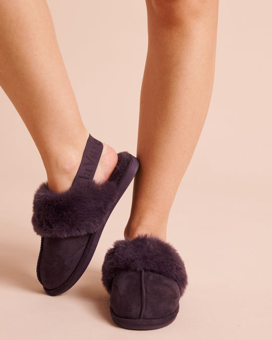 Faux Suede Slippers with Ankle Elastic Band