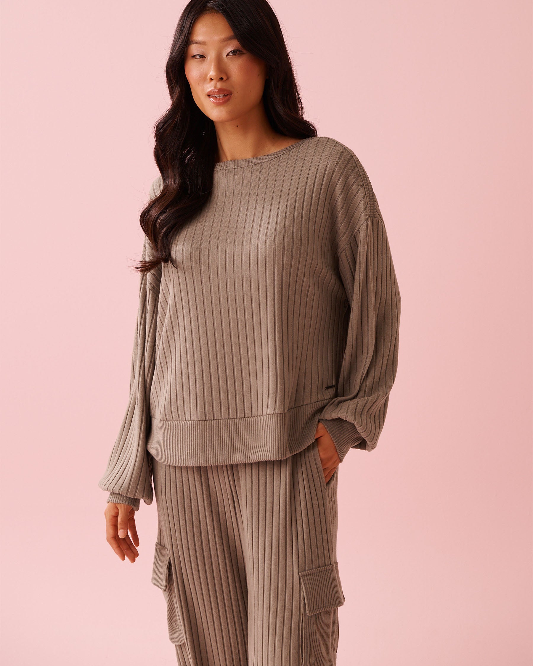 Ribbed Knit Long Sleeve Shirt | La Vie en Rose KSA