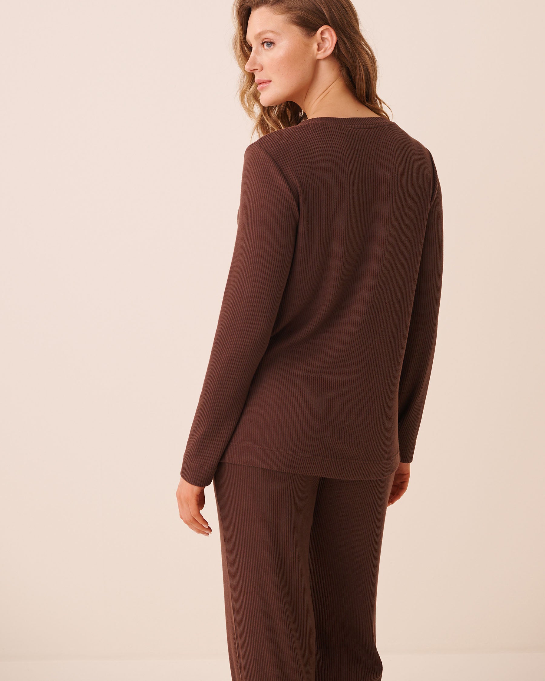 Ribbed Knit Long Sleeve Henley Shirt AW26