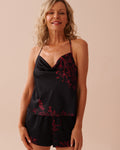 Dark Floral Print Satin Cowl Neck Cami | La Vie en Rose KSA