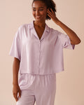 Satin Short Sleeve Button-down Shirt | La Vie en Rose KSA