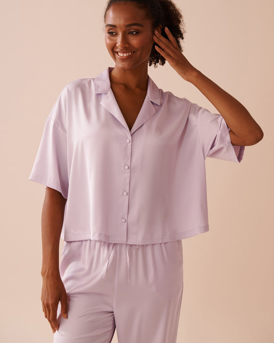 Satin Short Sleeve Button-down Shirt | La Vie en Rose KSA