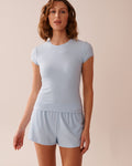 Ribbed Modal and Lace Trim T-shirt| La Vie En Rose KSA