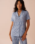 White Floral Print Recycled Fibers Button-down Shirt| La Vie En Rose KSA