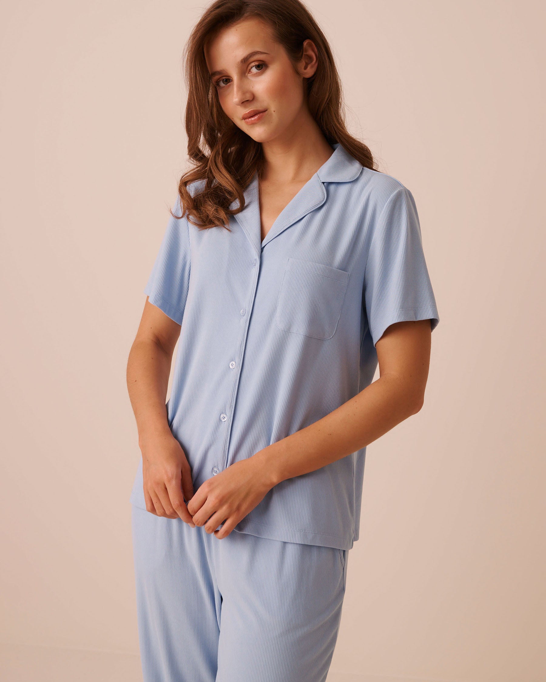 Ribbed Modal Button-down Shirt | La Vie en Rose KSA