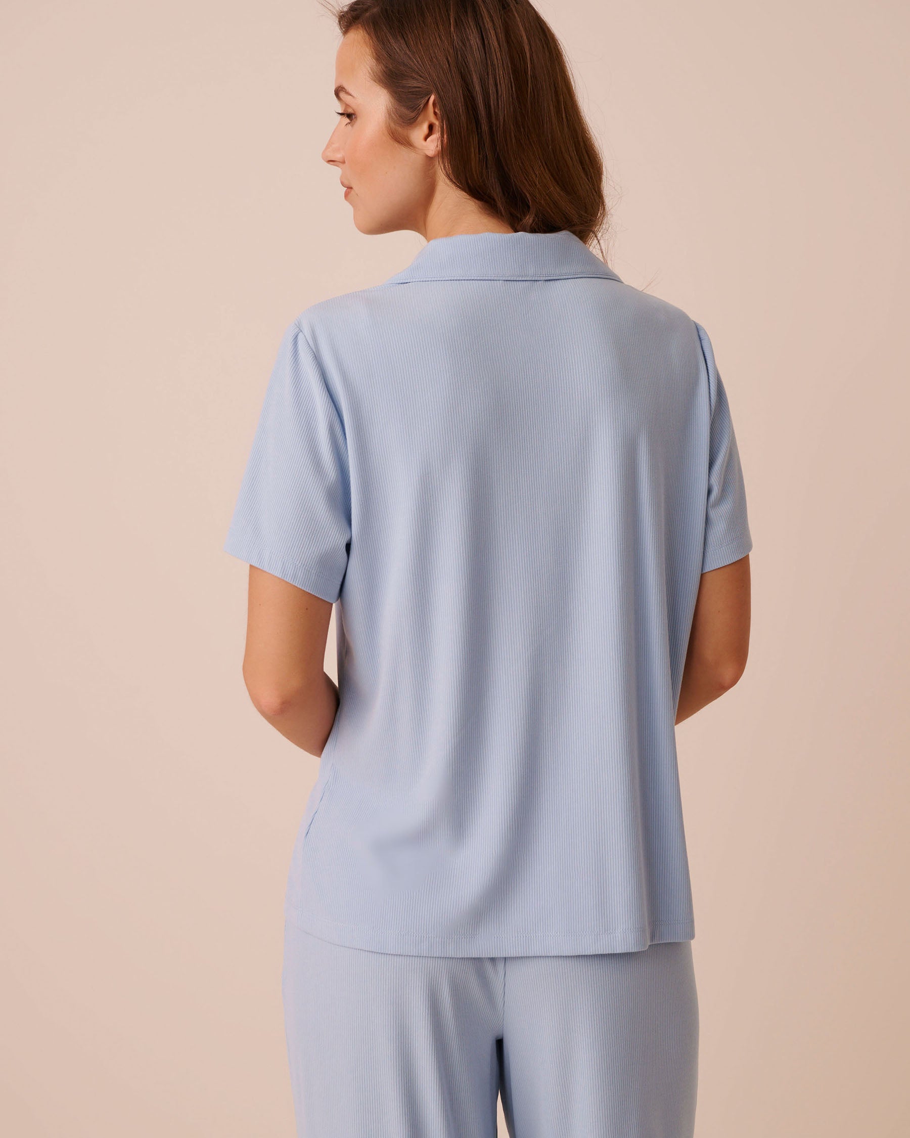 Ribbed Modal Button-down Shirt la Vie en Rose