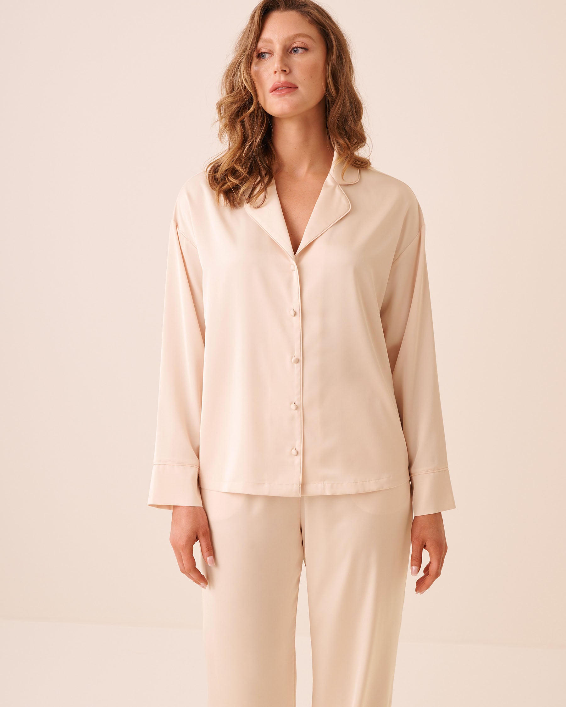 Satin Long Sleeve Button-down Shirt | La Vie en Rose KSA