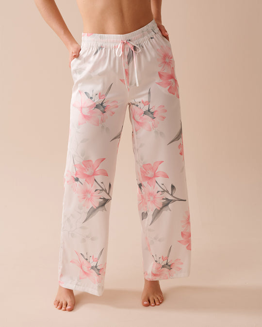 Lace Trim Satin Pants