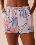 Lavender Garden Print Satin Shorts | La Vie en Rose KSA