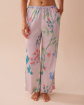 Lavender Garden Print Satin Pants | La Vie en Rose KSA