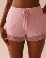 Lace Trim Microfiber Shorts | La Vie en Rose KSA