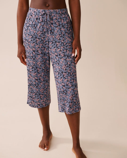 Ditsy Floral Print Soft Jersey Pajama Capris