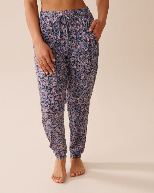 Ditsy Floral Print Soft Jersey Jogger Pajama Pants
