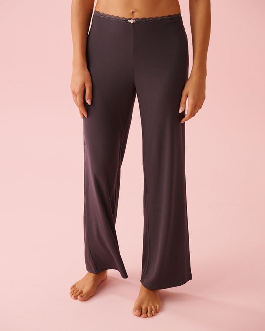 Ribbed Modal and Lace Trim Pants
