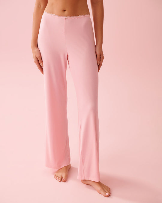 Ribbed Modal and Lace Trim Pants