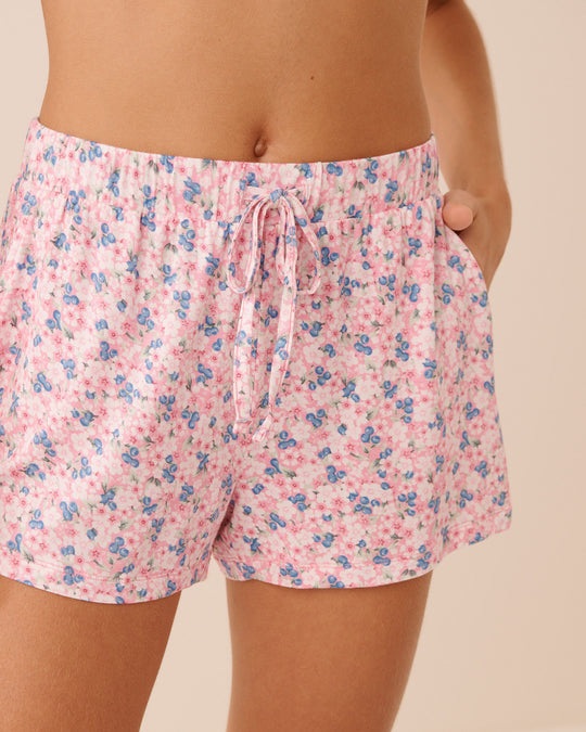 شورت بيجاما من قماش جيرسي ناعم بنقشة زهور وتوت