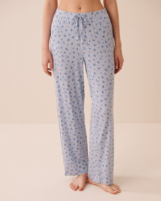 بنطال بيجاما من الجيرسي الناعم بنقشة التوت