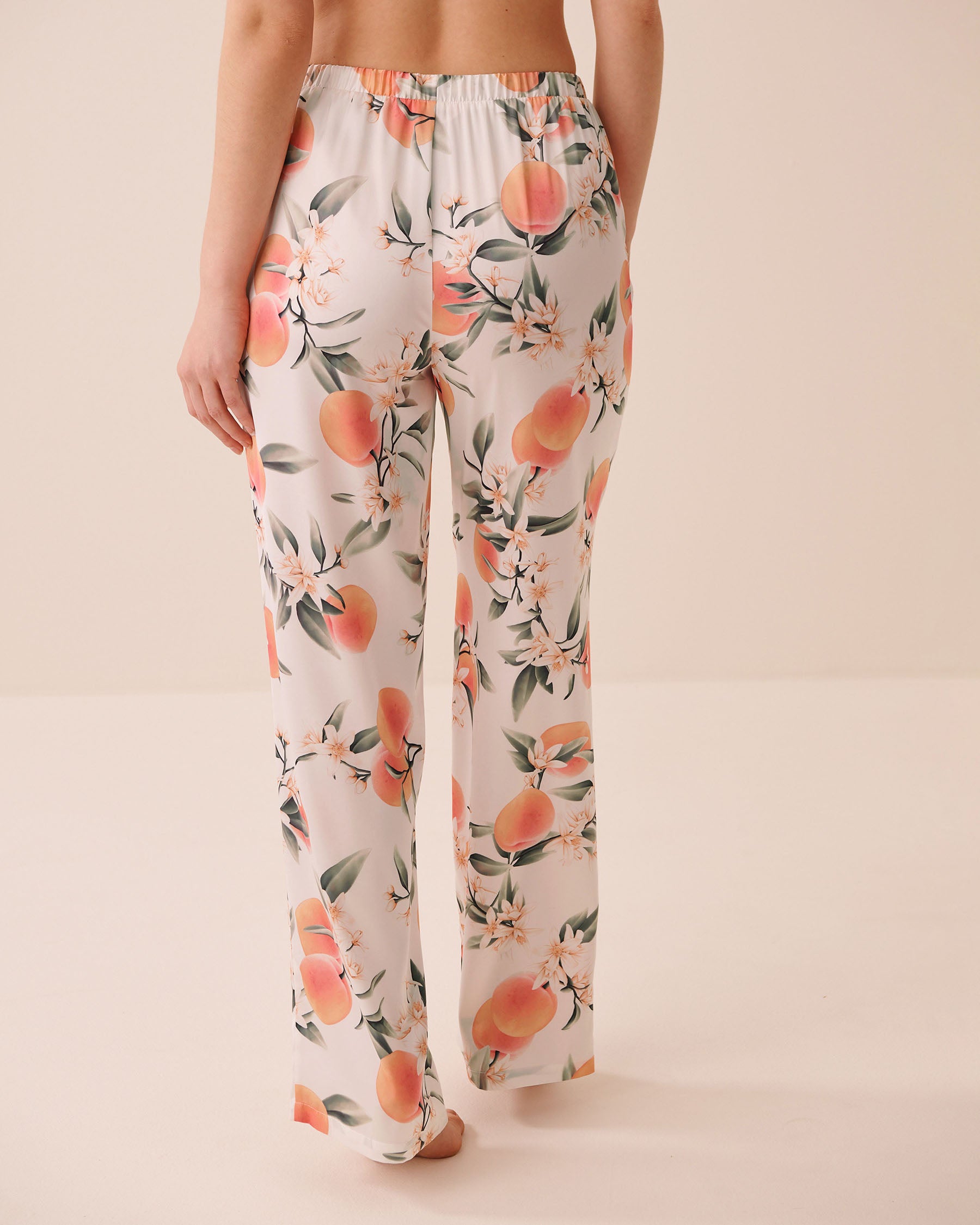 Peach Print Satin Pants la Vie en Rose