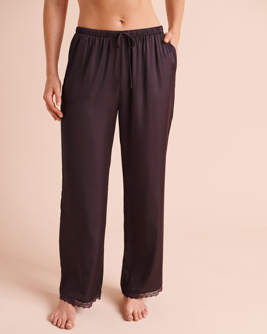 Lace Trim Satin Pants