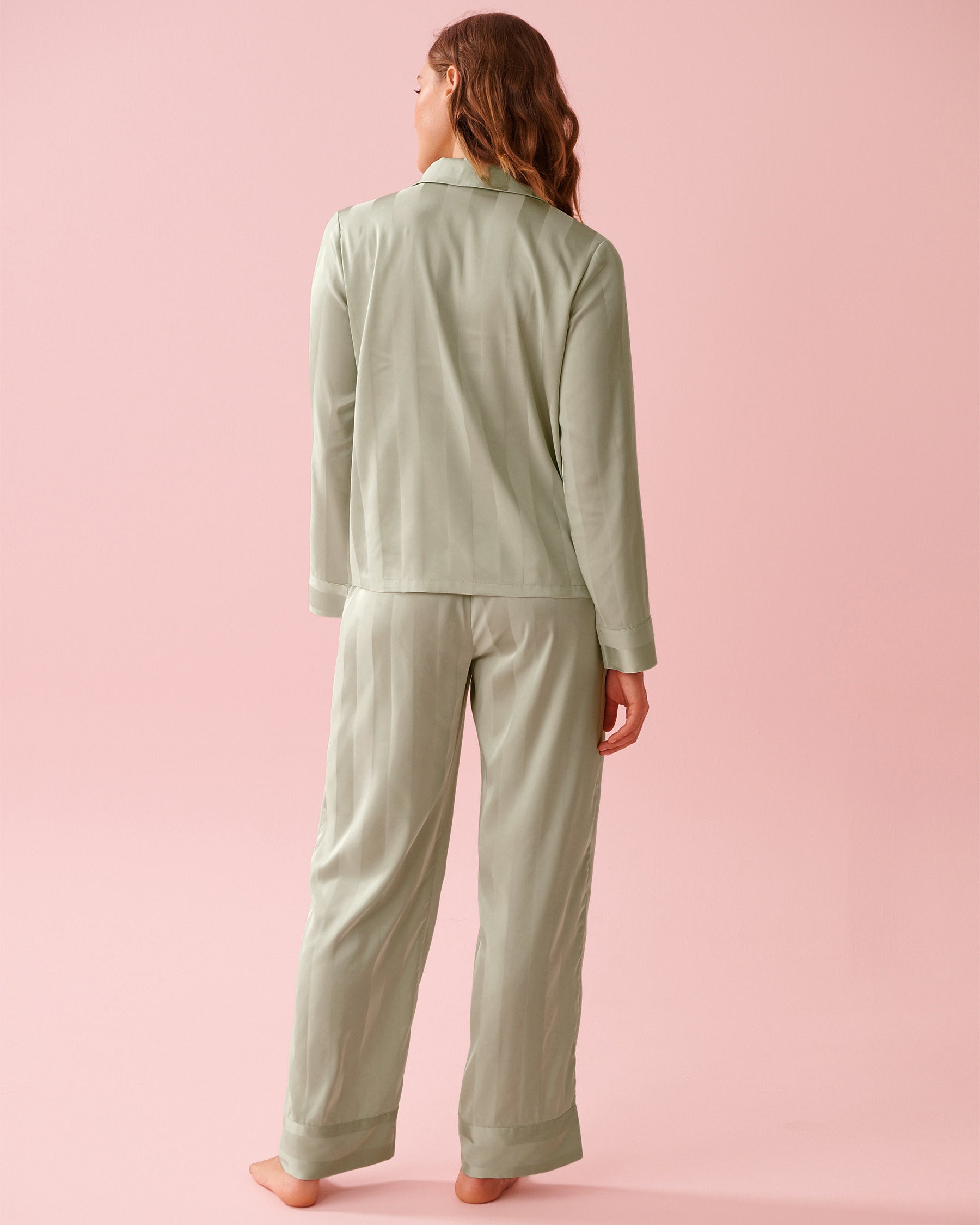 Striped Long Sleeve Satin Pajama Set la Vie en Rose