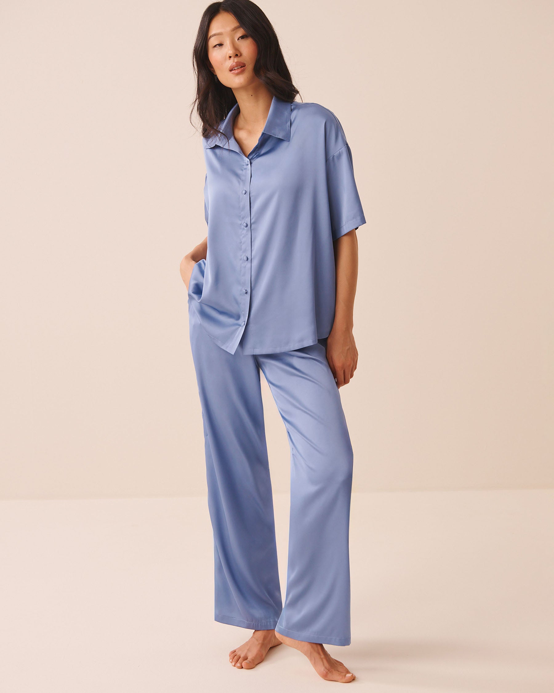 Short Sleeve Satin Pajama Set | La Vie en Rose KSA