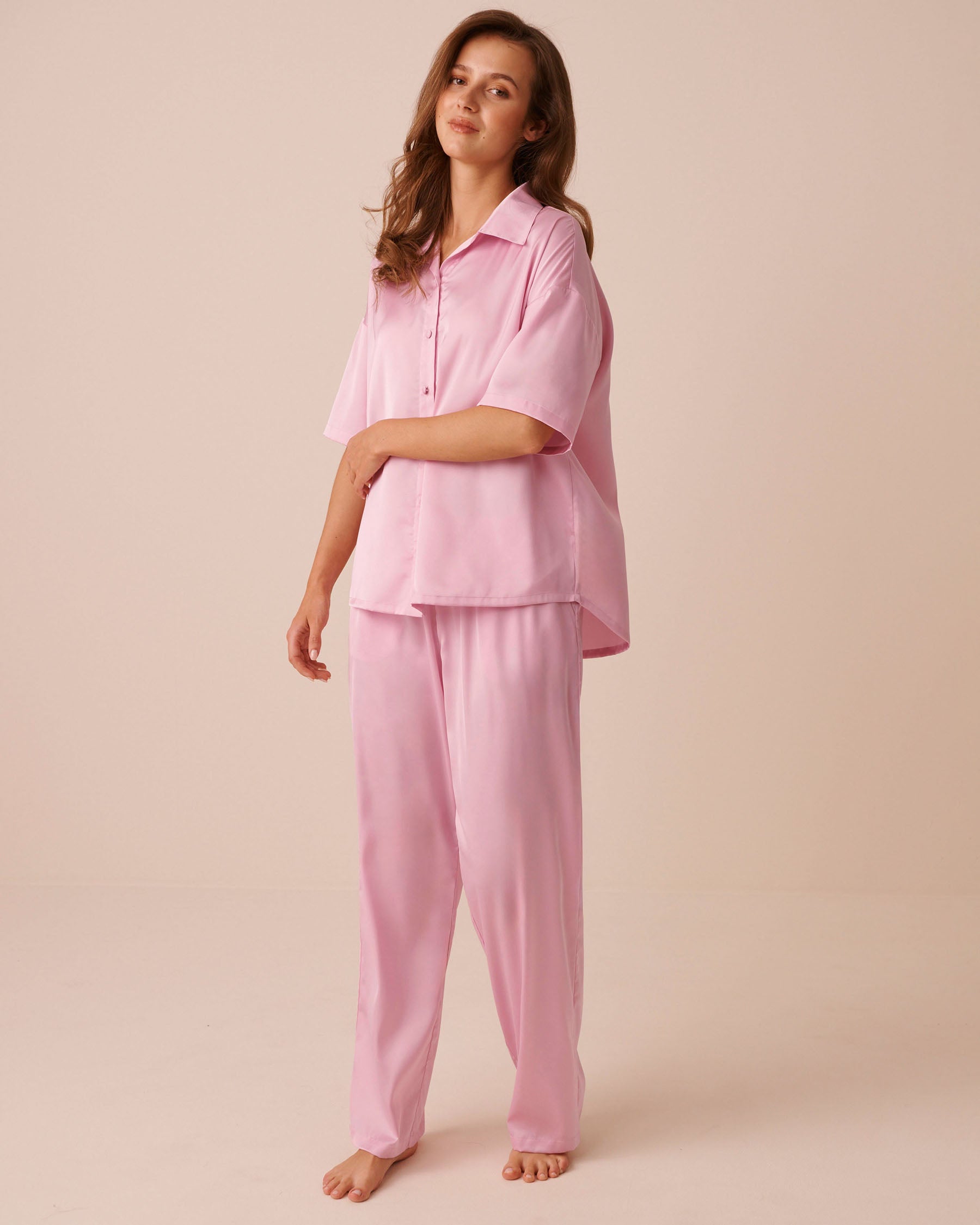Short Sleeve Satin Pajama Set | La Vie en Rose KSA