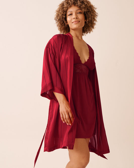 Shadow Stripe Satin Kimono