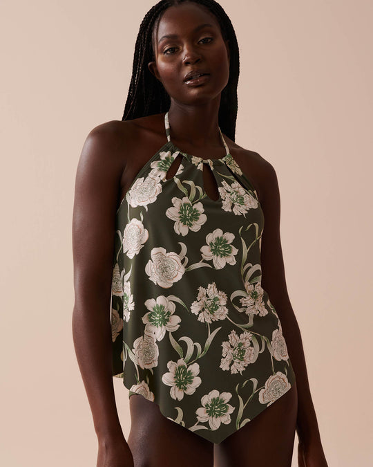 حمالة صدر باندو مع عنق عنق مزخرف بتصميم باقة بروفينسال