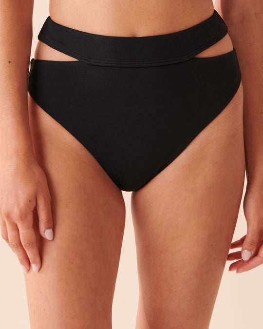 Textured Recycled Fibers High Waist Bikini Bottom