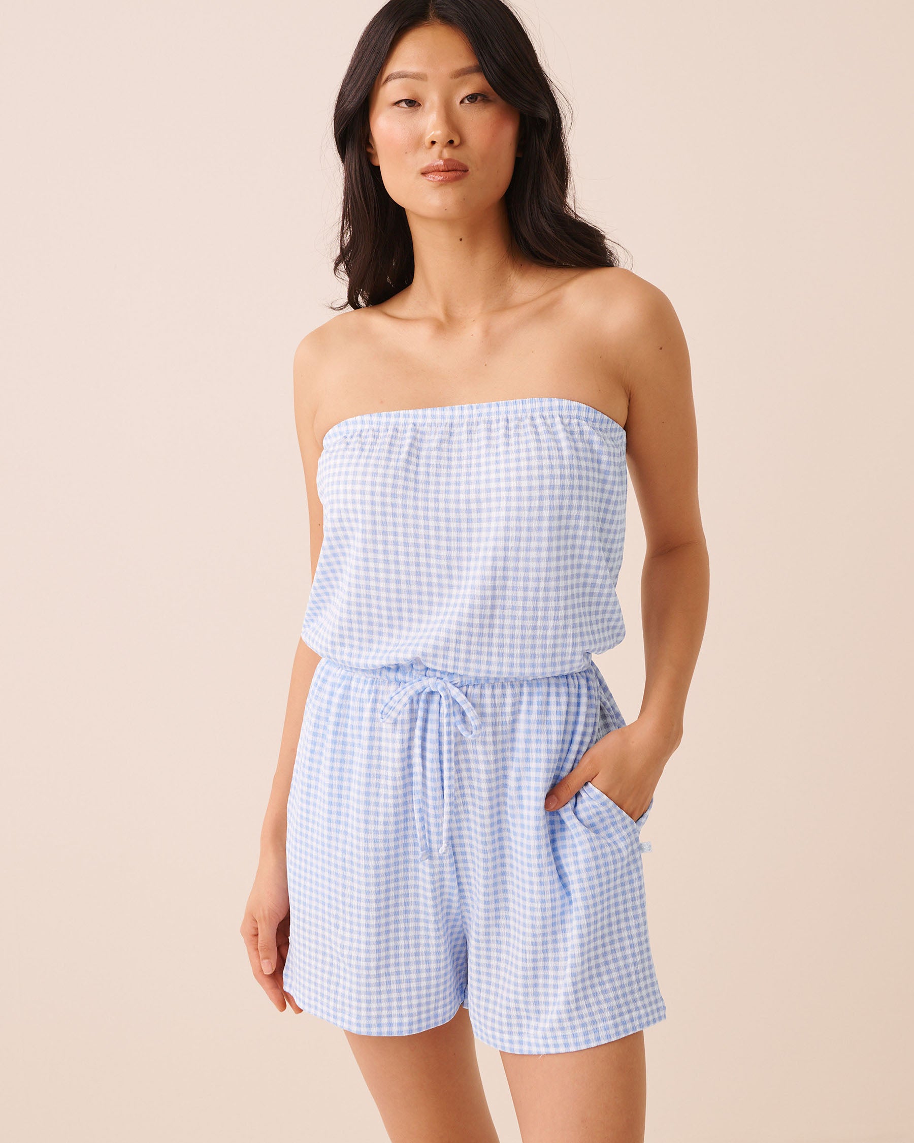 Gingham Print Sleeveless Romper | La Vie en Rose KSA
