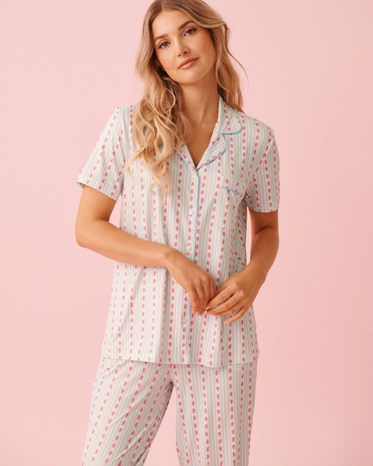 Rose Print Super Soft Button-down Shirt